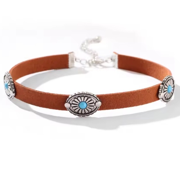 New! Western style Brown Choker Necklace with torques Accents - Picture 2 of 5